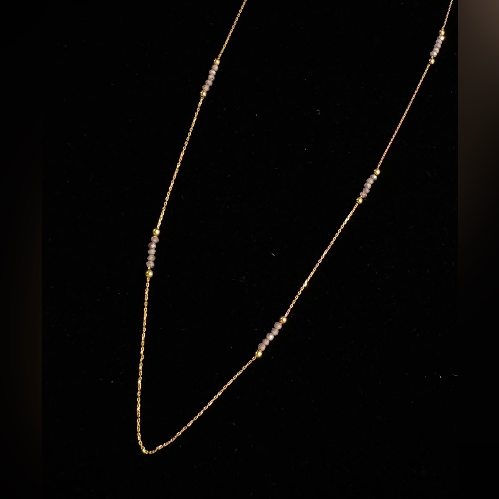 10k yellow gold amethyst bead station necklace - Picture 7 of 8